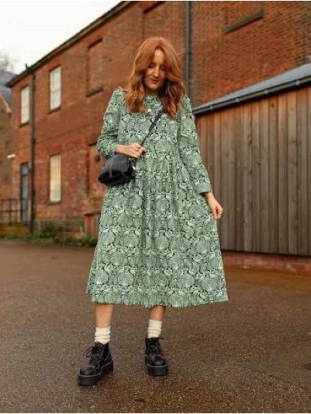 NWT Laura Ashley X Joanie Mint Green Cotton Corduroy Dress